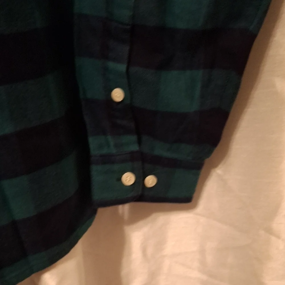 J. Crew Green And Black Plaid Flannel Half Zip Shirt S